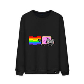 Мужской свитшот хлопок с принтом Nyan Cat в Ухте, 100% хлопок |  | nyan cat | интернет приколы | кошка | нян кэт