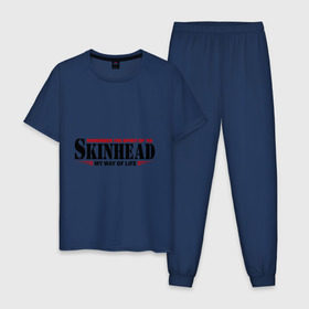 Мужская пижама хлопок с принтом Skinhead. Spirit of 69 в Ухте, 100% хлопок | брюки и футболка прямого кроя, без карманов, на брюках мягкая резинка на поясе и по низу штанин
 | hardcore | skinhead | бритая голова | мой путь жизни | скинхед | скинхэд | хард кор