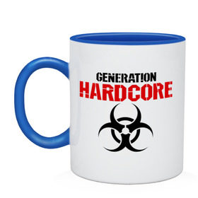 Кружка двухцветная с принтом Generation Hardcore в Ухте, керамика | объем — 330 мл, диаметр — 80 мм. Цветная ручка и кайма сверху, в некоторых цветах — вся внутренняя часть | 
