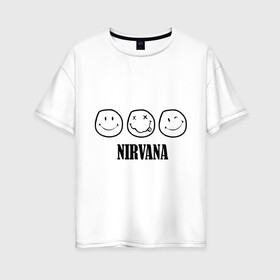 Женская футболка хлопок Oversize Nirvana(2): в Ухте, 100% хлопок | свободный крой, круглый ворот, спущенный рукав, длина до линии бедер
 | nirvana | rock | нирвана | ребенок | рок | символика nirvana | символика нирвана