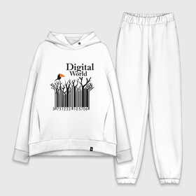 Женский костюм хлопок Oversize с принтом Digital World в Ухте,  |  | digital world | деревья | птица | птичка | цифра | цифровой мир | штриф код | штрих код | штрихкод