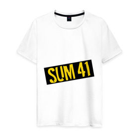 Мужская футболка хлопок с принтом Панк-группа Sum-41 в Ухте, 100% хлопок | прямой крой, круглый вырез горловины, длина до линии бедер, слегка спущенное плечо. | punk | rock | sum 41 | логотип | музыка | панк | рок | рок группы | рок музыка