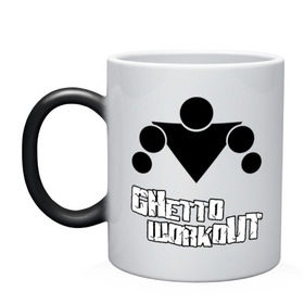 Кружка хамелеон с принтом Ghetto workout белый в Ухте, керамика | меняет цвет при нагревании, емкость 330 мл | ghetto workout | workout | воркаут | гетто | гетто воркаут | спорт улиц | уличный спорт | фитнесс улиц