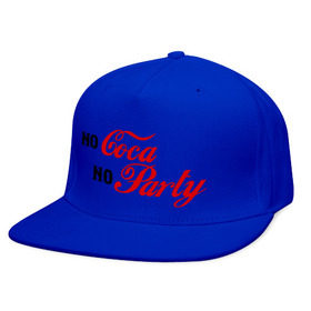 Кепка снепбек с прямым козырьком с принтом No Coca No Party в Ухте, хлопок 100% |  | club | coca cola | party | вечеринка | клуб | клубные | кола