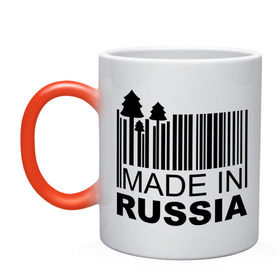 Кружка хамелеон с принтом Made in Russia штрихкод в Ухте, керамика | меняет цвет при нагревании, емкость 330 мл | made in russia | сделано в россии | че2012 | штрих код | штрихкод | я русский