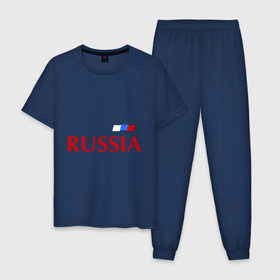 Мужская пижама хлопок с принтом Сборная России - Александр Кержаков 11 в Ухте, 100% хлопок | брюки и футболка прямого кроя, без карманов, на брюках мягкая резинка на поясе и по низу штанин
 | football | russia | россия | сборная россии