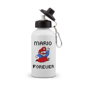 Бутылка спортивная с принтом Mario forever в Ухте, металл | емкость — 500 мл, в комплекте две пластиковые крышки и карабин для крепления | nintendo | марио | нинтендо