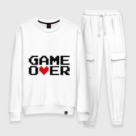 Женский костюм хлопок с принтом game over 8 bit в Ухте, 100% хлопок | на свитшоте круглая горловина, мягкая резинка по низу. Брюки заужены к низу, на них два вида карманов: два 