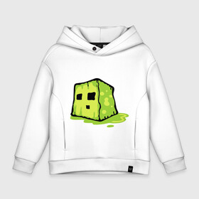 Детское худи Oversize хлопок с принтом Slime в Ухте, френч-терри — 70% хлопок, 30% полиэстер. Мягкий теплый начес внутри —100% хлопок | боковые карманы, эластичные манжеты и нижняя кромка, капюшон на магнитной кнопке | Тематика изображения на принте: minecraft | игры | кубик | майнкрафт | смайлик