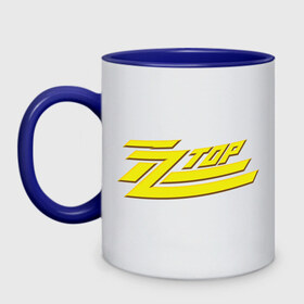 Кружка двухцветная с принтом ZZTOP в Ухте, керамика | объем — 330 мл, диаметр — 80 мм. Цветная ручка и кайма сверху, в некоторых цветах — вся внутренняя часть | американский рок | логотип zztop | музыка | юлюз рок