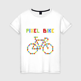 Женская футболка хлопок с принтом Pixel Bike in color в Ухте, 100% хлопок | прямой крой, круглый вырез горловины, длина до линии бедер, слегка спущенное плечо | 