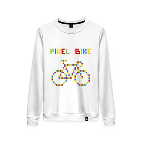 Женский свитшот хлопок с принтом Pixel Bike in color в Ухте, 100% хлопок | прямой крой, круглый вырез, на манжетах и по низу широкая трикотажная резинка  | 