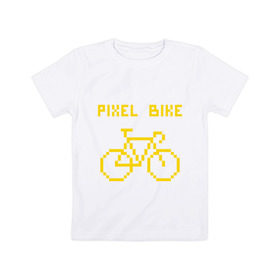 Детская футболка хлопок с принтом Pixel Bike one color в Ухте, 100% хлопок | круглый вырез горловины, полуприлегающий силуэт, длина до линии бедер | 