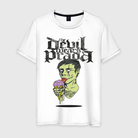 Мужская футболка хлопок с принтом the devil wears prada в Ухте, 100% хлопок | прямой крой, круглый вырез горловины, длина до линии бедер, слегка спущенное плечо. | зомби