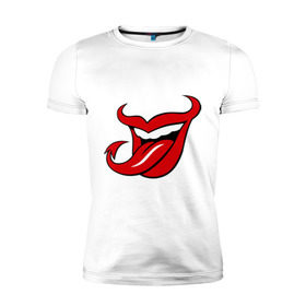 Мужская футболка премиум с принтом Чертовка в Ухте, 92% хлопок, 8% лайкра | приталенный силуэт, круглый вырез ворота, длина до линии бедра, короткий рукав | дьявол | дьявольский язык | сатана | черт