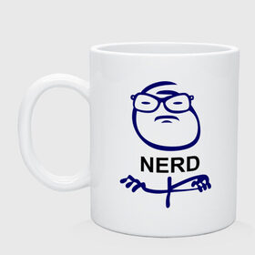 Кружка с принтом Nerd (умник) в Ухте, керамика | объем — 330 мл, диаметр — 80 мм. Принт наносится на бока кружки, можно сделать два разных изображения | face | nerd | интернет приколы | тролинг | троль | умник