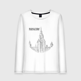 Женский лонгслив хлопок с принтом MOSCOW (эскиз) в Ухте, 100% хлопок |  | Тематика изображения на принте: кремль | москва | россия