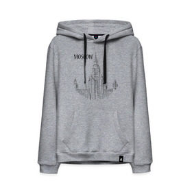 Мужская толстовка хлопок с принтом MOSCOW (эскиз) в Ухте, френч-терри, мягкий теплый начес внутри (100% хлопок) | карман-кенгуру, эластичные манжеты и нижняя кромка, капюшон с подкладом и шнурком | Тематика изображения на принте: кремль | москва | россия