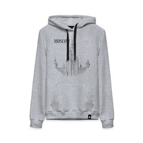 Женская толстовка хлопок с принтом MOSCOW (эскиз) в Ухте, френч-терри, мягкий теплый начес внутри (100% хлопок) | карман-кенгуру, эластичные манжеты и нижняя кромка, капюшон с подкладом и шнурком | Тематика изображения на принте: кремль | москва | россия