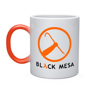 Кружка хамелеон с принтом Black mesa Orange logo в Ухте, керамика | меняет цвет при нагревании, емкость 330 мл | black mesa | игры | компьютерные игры