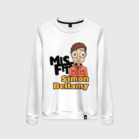 Женский свитшот хлопок с принтом Саймон Беллами в Ухте, 100% хлопок | прямой крой, круглый вырез, на манжетах и по низу широкая трикотажная резинка  | misfits