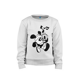 Детский свитшот хлопок с принтом Old school panda в Ухте, 100% хлопок | круглый вырез горловины, эластичные манжеты, пояс и воротник | панда