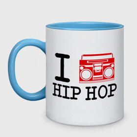 Кружка двухцветная с принтом I boombox hip-hop в Ухте, керамика | объем — 330 мл, диаметр — 80 мм. Цветная ручка и кайма сверху, в некоторых цветах — вся внутренняя часть | Тематика изображения на принте: хип хоп