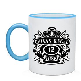 Кружка двухцветная с принтом Chivas Regal whiskey в Ухте, керамика | объем — 330 мл, диаметр — 80 мм. Цветная ручка и кайма сверху, в некоторых цветах — вся внутренняя часть | club | виски | для барменов | клубные
