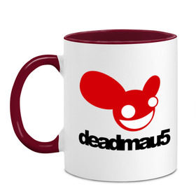 Кружка двухцветная с принтом DeadMau5. в Ухте, керамика | объем — 330 мл, диаметр — 80 мм. Цветная ручка и кайма сверху, в некоторых цветах — вся внутренняя часть | Тематика изображения на принте: club | deadmaus | клуб | клыбная музыка | мышь | тусить