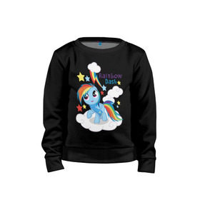 Детский свитшот хлопок с принтом Rainbow Dash в Ухте, 100% хлопок | круглый вырез горловины, эластичные манжеты, пояс и воротник | dash | pony | rainbow | rainbow dash | детские | мой маленький пони | пони