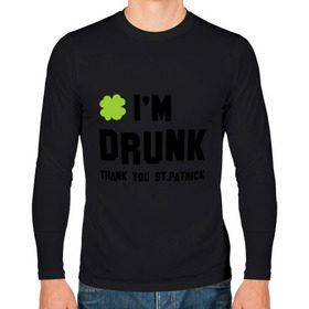 Мужской лонгслив хлопок с принтом Thank you you St.Patrick в Ухте, 100% хлопок |  | patricks day | saint patricks day | день патрика | день святого патрика | клевер | четырехлистный клевер