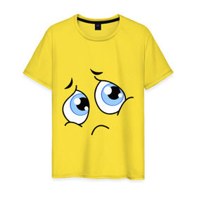Мужская футболка хлопок с принтом Смайл (ангельские глазки) в Ухте, 100% хлопок | прямой крой, круглый вырез горловины, длина до линии бедер, слегка спущенное плечо. | smile | глазки | позитив | смайл | смайлик