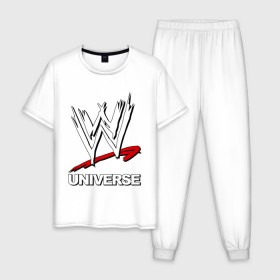 Мужская пижама хлопок с принтом WWE universe в Ухте, 100% хлопок | брюки и футболка прямого кроя, без карманов, на брюках мягкая резинка на поясе и по низу штанин
 | джон сина