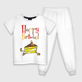 Детская пижама хлопок с принтом Happy Birthday! в Ухте, 100% хлопок |  брюки и футболка прямого кроя, без карманов, на брюках мягкая резинка на поясе и по низу штанин
 | happy birthday | день рождения | именинник | с днем рождения | торт