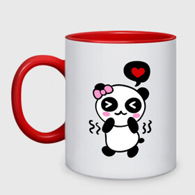 Кружка двухцветная с принтом Panda girl в Ухте, керамика | объем — 330 мл, диаметр — 80 мм. Цветная ручка и кайма сверху, в некоторых цветах — вся внутренняя часть | панда