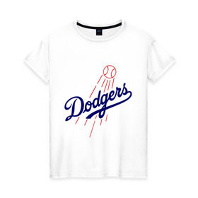 Женская футболка хлопок с принтом Los Angeles Dodgers logotype в Ухте, 100% хлопок | прямой крой, круглый вырез горловины, длина до линии бедер, слегка спущенное плечо | baseball | los angeles dodgers | бейсбол | лос анджелес доджерс | спорт
