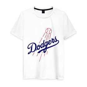 Мужская футболка хлопок с принтом Los Angeles Dodgers logotype в Ухте, 100% хлопок | прямой крой, круглый вырез горловины, длина до линии бедер, слегка спущенное плечо. | baseball | los angeles dodgers | бейсбол | лос анджелес доджерс | спорт
