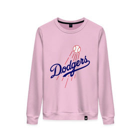 Женский свитшот хлопок с принтом Los Angeles Dodgers logotype в Ухте, 100% хлопок | прямой крой, круглый вырез, на манжетах и по низу широкая трикотажная резинка  | baseball | los angeles dodgers | бейсбол | лос анджелес доджерс | спорт