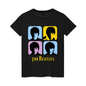 Женская футболка хлопок The Beatles pop art: в Ухте, 100% хлопок | прямой крой, круглый вырез горловины, длина до линии бедер, слегка спущенное плечо | beatles | the beatles | the beatles pop art | бителс