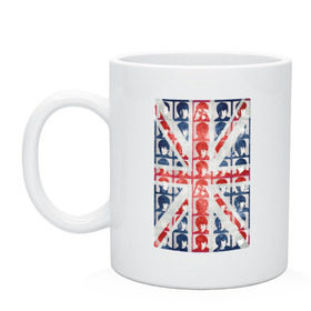 Кружка с принтом The Beatles Flag в Ухте, керамика | объем — 330 мл, диаметр — 80 мм. Принт наносится на бока кружки, можно сделать два разных изображения | Тематика изображения на принте: beatles | the beatles | the beatles flag | бителс