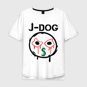 Мужская футболка хлопок Oversize с принтом J-Dog (HU) в Ухте, 100% хлопок | свободный крой, круглый ворот, “спинка” длиннее передней части | Тематика изображения на принте: hollywood undead | j dog | дже док | рок реп группа