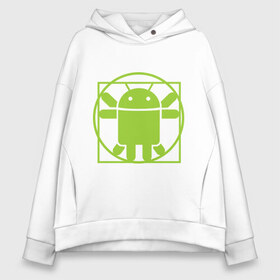 Женское худи Oversize хлопок с принтом Андроид давинчи в Ухте, френч-терри — 70% хлопок, 30% полиэстер. Мягкий теплый начес внутри —100% хлопок | боковые карманы, эластичные манжеты и нижняя кромка, капюшон на магнитной кнопке | android | андроид давинчи | давинчи