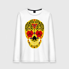 Мужской лонгслив хлопок с принтом Flower Skull в Ухте, 100% хлопок |  | skull | цветочный орнамент | цветы | череп | черепа