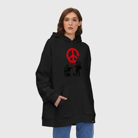 Худи SuperOversize хлопок Peace Banksy: в Ухте, 70% хлопок, 30% полиэстер, мягкий начес внутри | карман-кенгуру, эластичная резинка на манжетах и по нижней кромке, двухслойный капюшон
 | бэнкси | граффити | люди | мир | оружие