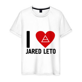 Мужская футболка хлопок с принтом I love Jared Leto в Ухте, 100% хлопок | прямой крой, круглый вырез горловины, длина до линии бедер, слегка спущенное плечо. | 30 seconds to mars | 30 stm | punk | rock | музыка | панк рок | я люблю джареда лето