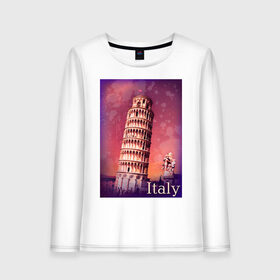 Женский лонгслив хлопок с принтом Италия. Пизанская башня в Ухте, 100% хлопок |  | Тематика изображения на принте: pisa | urban | город | города | достопримечательности | пиза | пизанская башня | урбан