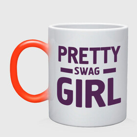 Кружка хамелеон с принтом Pretty swag girl в Ухте, керамика | меняет цвет при нагревании, емкость 330 мл | девушка | девчонка | сваг | свэг