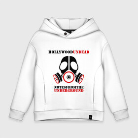 Детское худи Oversize хлопок с принтом Hollywood undead, notes from the underground в Ухте, френч-терри — 70% хлопок, 30% полиэстер. Мягкий теплый начес внутри —100% хлопок | боковые карманы, эластичные манжеты и нижняя кромка, капюшон на магнитной кнопке | хип хоп