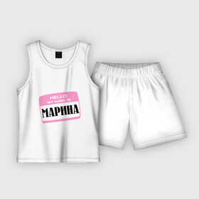 Детская пижама с шортами хлопок с принтом My name is Марина в Ухте,  |  | hello | marina | my name | имена | марина | меня зовут