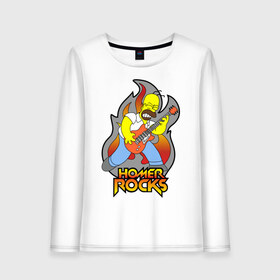 Женский лонгслив хлопок с принтом Homer Rocks в Ухте, 100% хлопок |  | гомер